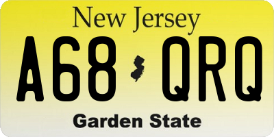 NJ license plate A68QRQ