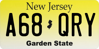 NJ license plate A68QRY
