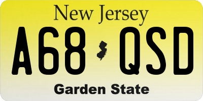 NJ license plate A68QSD