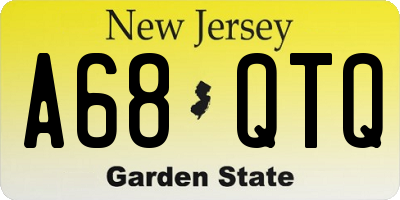 NJ license plate A68QTQ