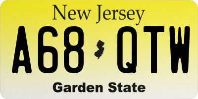 NJ license plate A68QTW