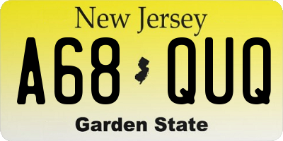 NJ license plate A68QUQ