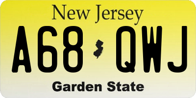 NJ license plate A68QWJ