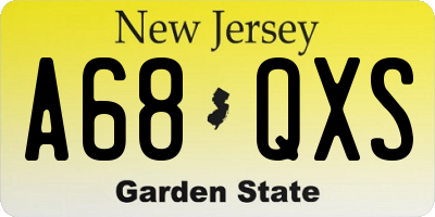 NJ license plate A68QXS
