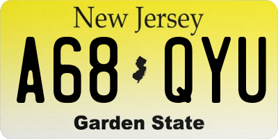 NJ license plate A68QYU