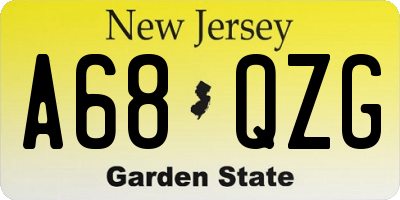 NJ license plate A68QZG