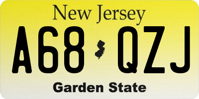 NJ license plate A68QZJ