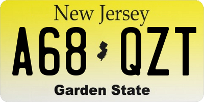 NJ license plate A68QZT