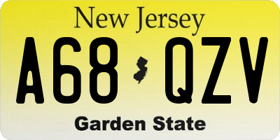NJ license plate A68QZV