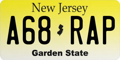 NJ license plate A68RAP