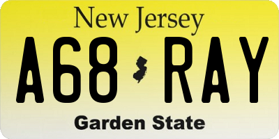 NJ license plate A68RAY