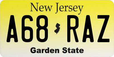 NJ license plate A68RAZ
