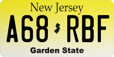 NJ license plate A68RBF