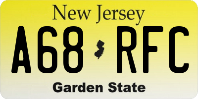 NJ license plate A68RFC