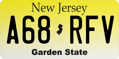 NJ license plate A68RFV