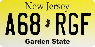 NJ license plate A68RGF