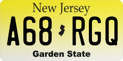 NJ license plate A68RGQ