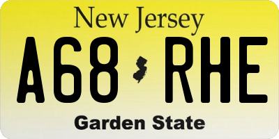 NJ license plate A68RHE