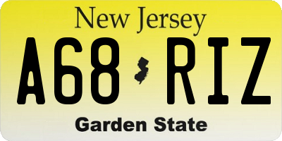 NJ license plate A68RIZ