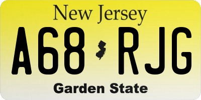 NJ license plate A68RJG