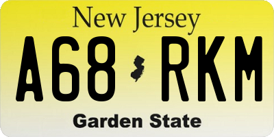 NJ license plate A68RKM
