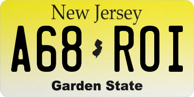 NJ license plate A68ROI