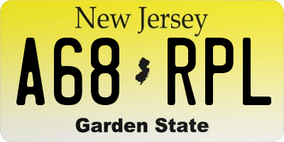 NJ license plate A68RPL
