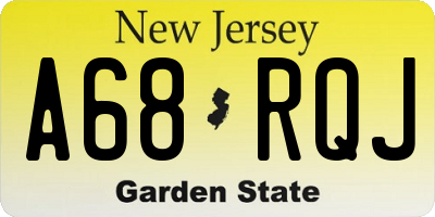 NJ license plate A68RQJ