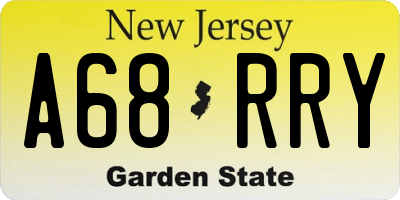 NJ license plate A68RRY