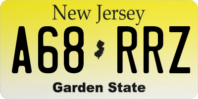 NJ license plate A68RRZ