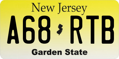 NJ license plate A68RTB