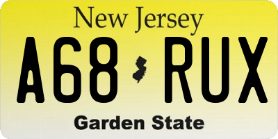 NJ license plate A68RUX