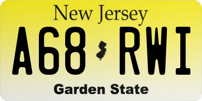 NJ license plate A68RWI