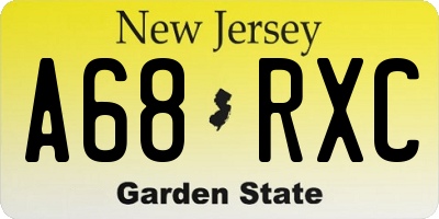 NJ license plate A68RXC