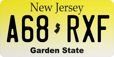 NJ license plate A68RXF