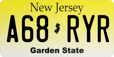 NJ license plate A68RYR