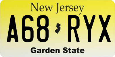 NJ license plate A68RYX
