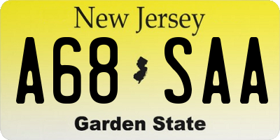 NJ license plate A68SAA