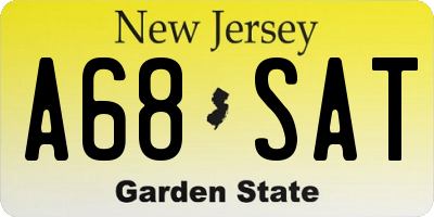 NJ license plate A68SAT
