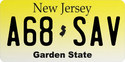 NJ license plate A68SAV