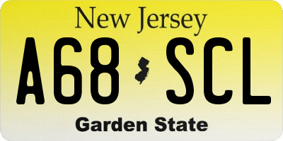 NJ license plate A68SCL
