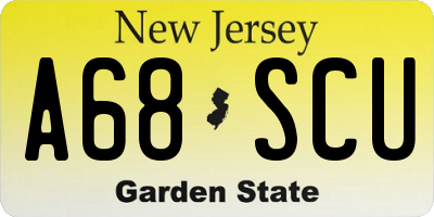 NJ license plate A68SCU