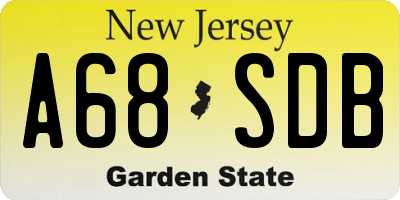 NJ license plate A68SDB