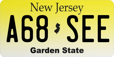 NJ license plate A68SEE