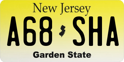 NJ license plate A68SHA