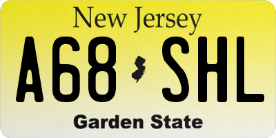 NJ license plate A68SHL