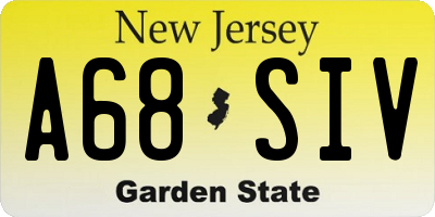 NJ license plate A68SIV