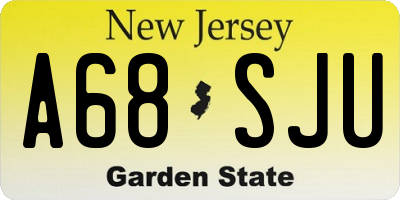 NJ license plate A68SJU