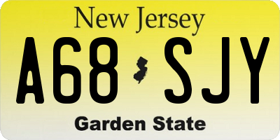 NJ license plate A68SJY