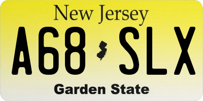 NJ license plate A68SLX